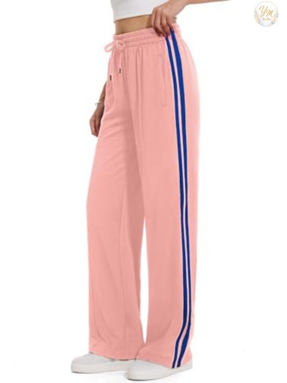 Women's Straight Leg Track Pants with Side Stripes, 100% Polyester
